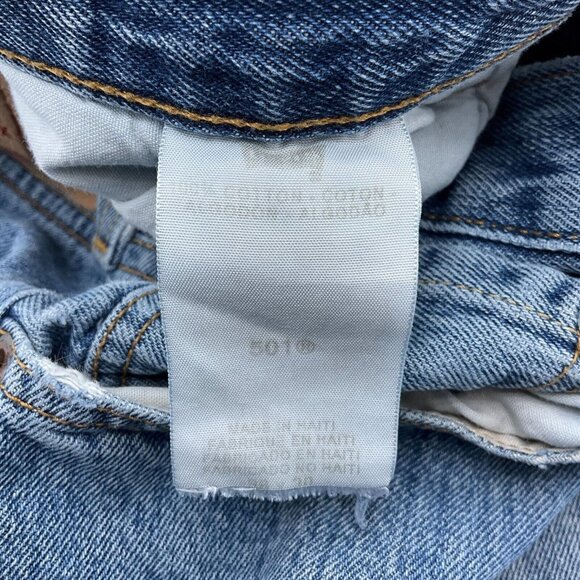 Levis 501 Jeans Men 36W 30L XX Blue Button Fly Straight Leg Black Bat Wing‎ - Picture 5 of 14